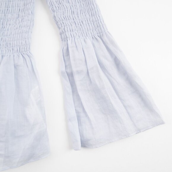 ZARA Woman baby blue off the shoulder flare scrunch top size XS - Picture 4 of 10